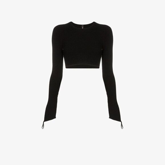 Adam Selman Sport Tops - Adam Selman Sport Crop Top Womens Medium Black Carbon38 Rib Knit Crewneck